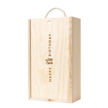 2 Bottle Wooden Box - Happy Birthday